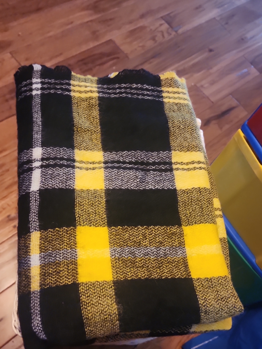 Yellow and Black Plaid Blanket Scarf